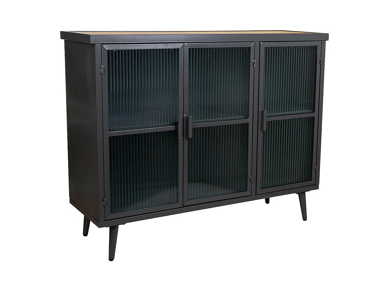 Aparador de metal preto e madeira 102x33x79,5