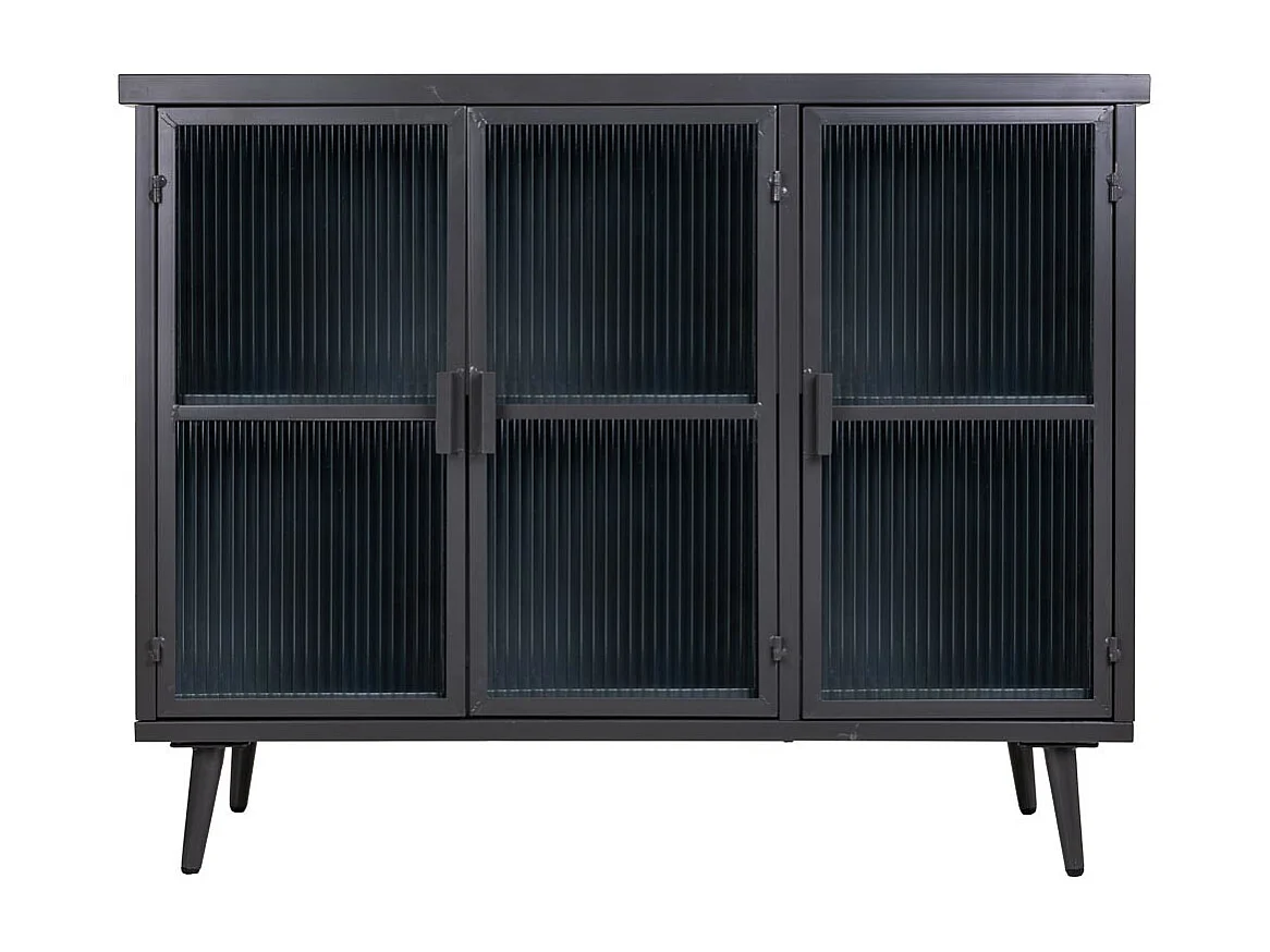 Aparador de metal preto e madeira 102x33x79,5