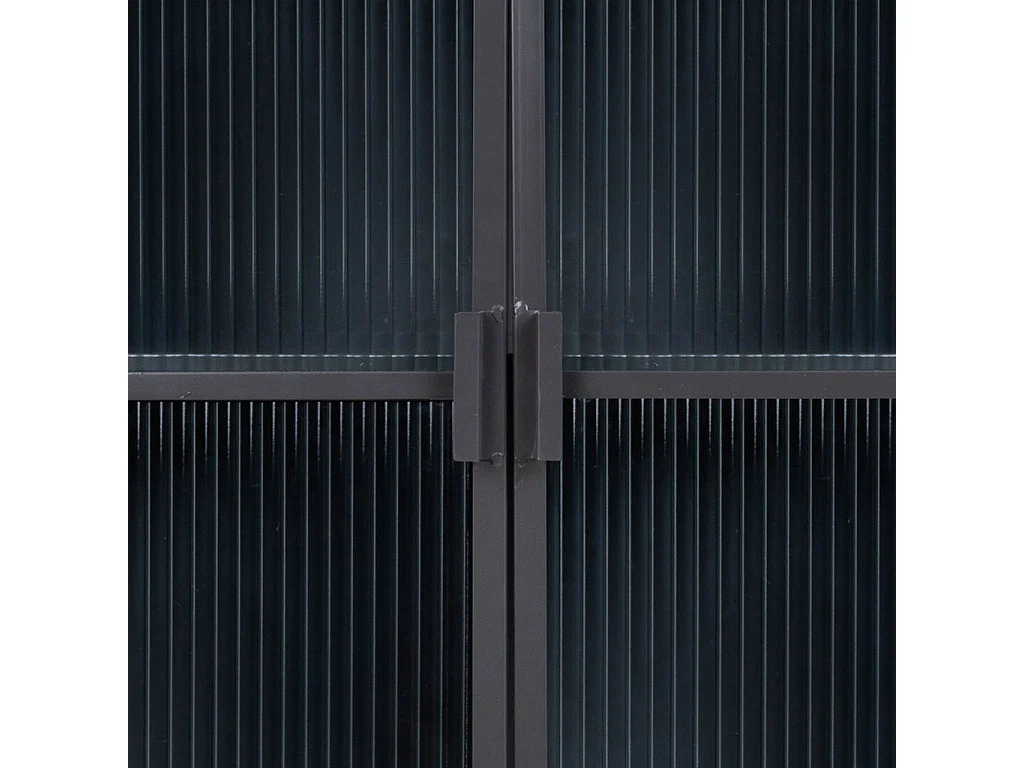 Aparador de metal preto e madeira 102x33x79,5