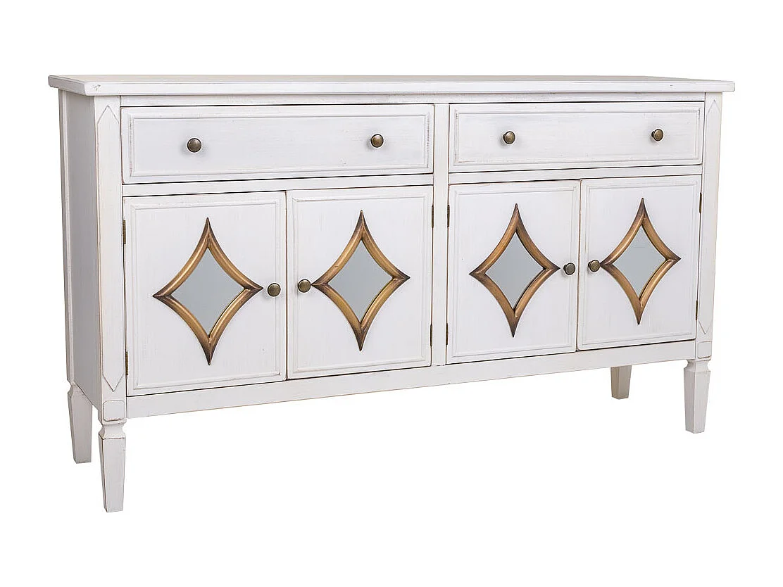 Credenza in legno bianco 140x38x80h