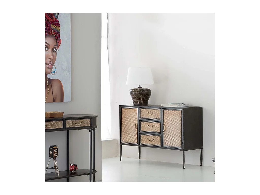 Buffet en métal marron 120x41x80h