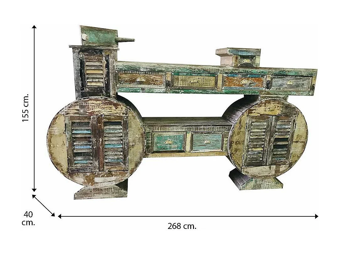 Credenza in legno verde 268x40x155h