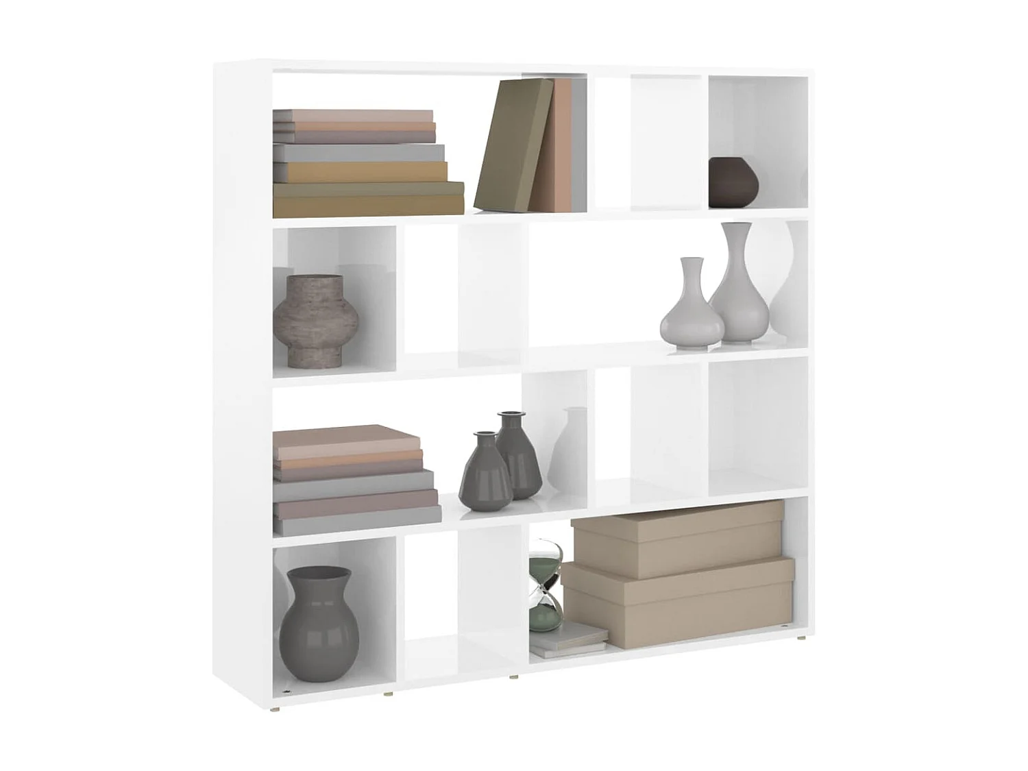 Bibliothèque séparateur en bois Vogua 105cm - Moderne et polyvalente-Blanc brillant