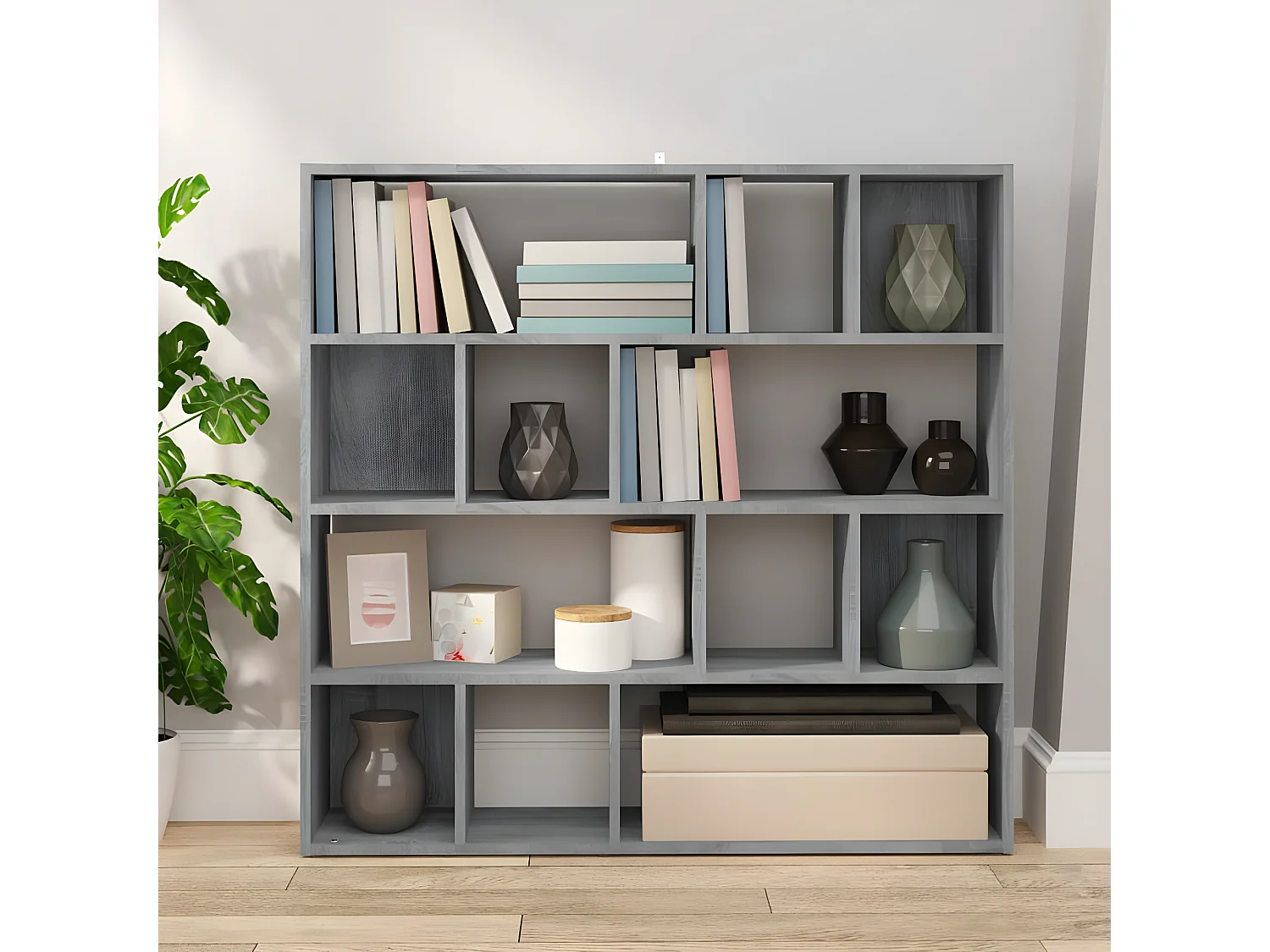 Bibliothèque-Séparateur de pièce Sonoma gris 105x24x102