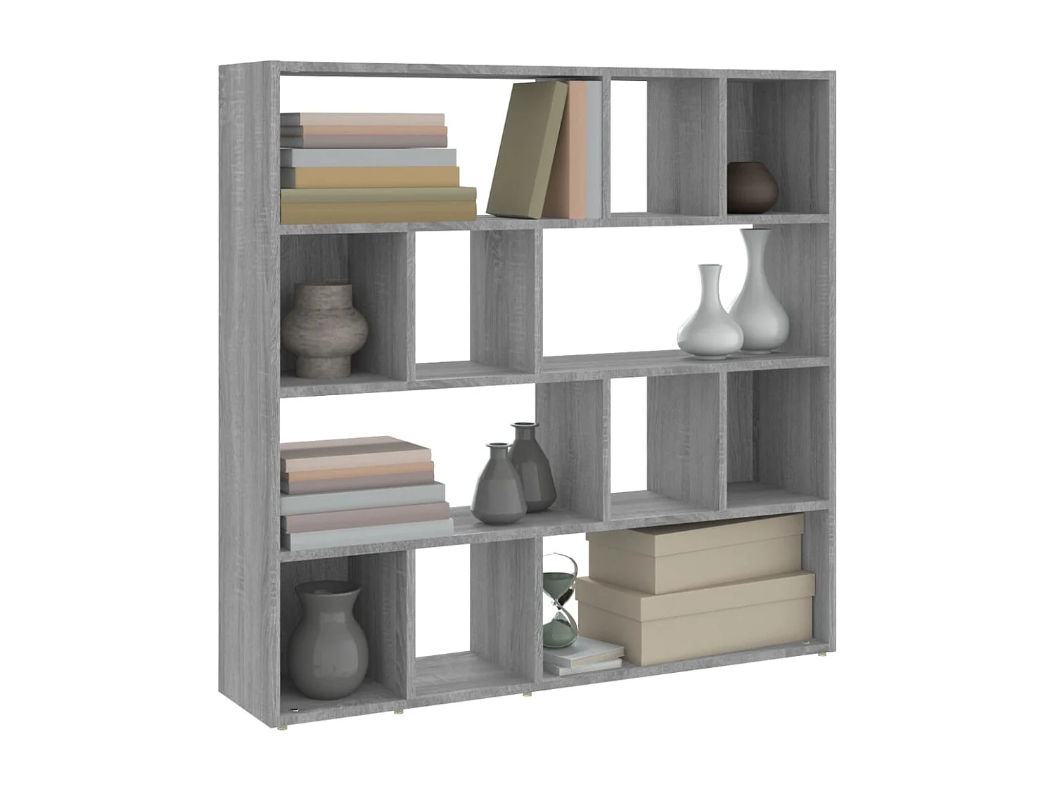 Bibliothèque séparateur en bois Vogua 105cm - Moderne et polyvalente-Chêne gris