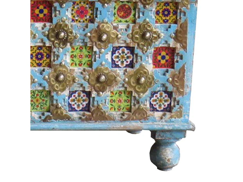 Baule in legno blu 146x40x45h