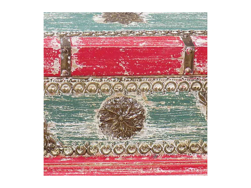 Coffre en bois rouge 50x28x27h