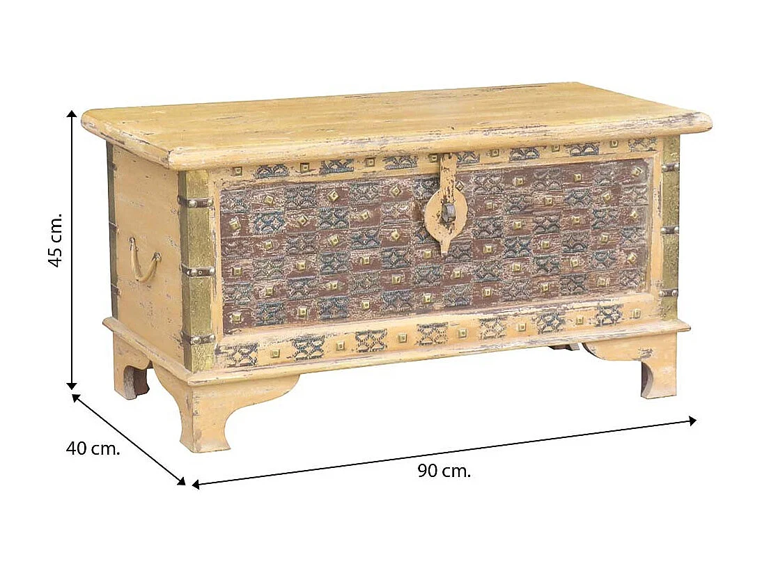 Coffre en bois marron 90x40x45h