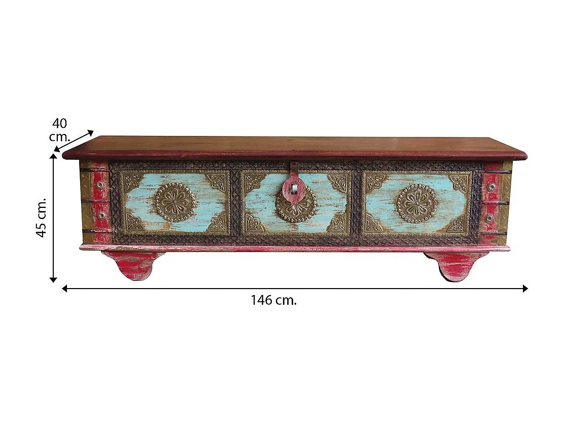 Baule in legno marrone 146x40x45h