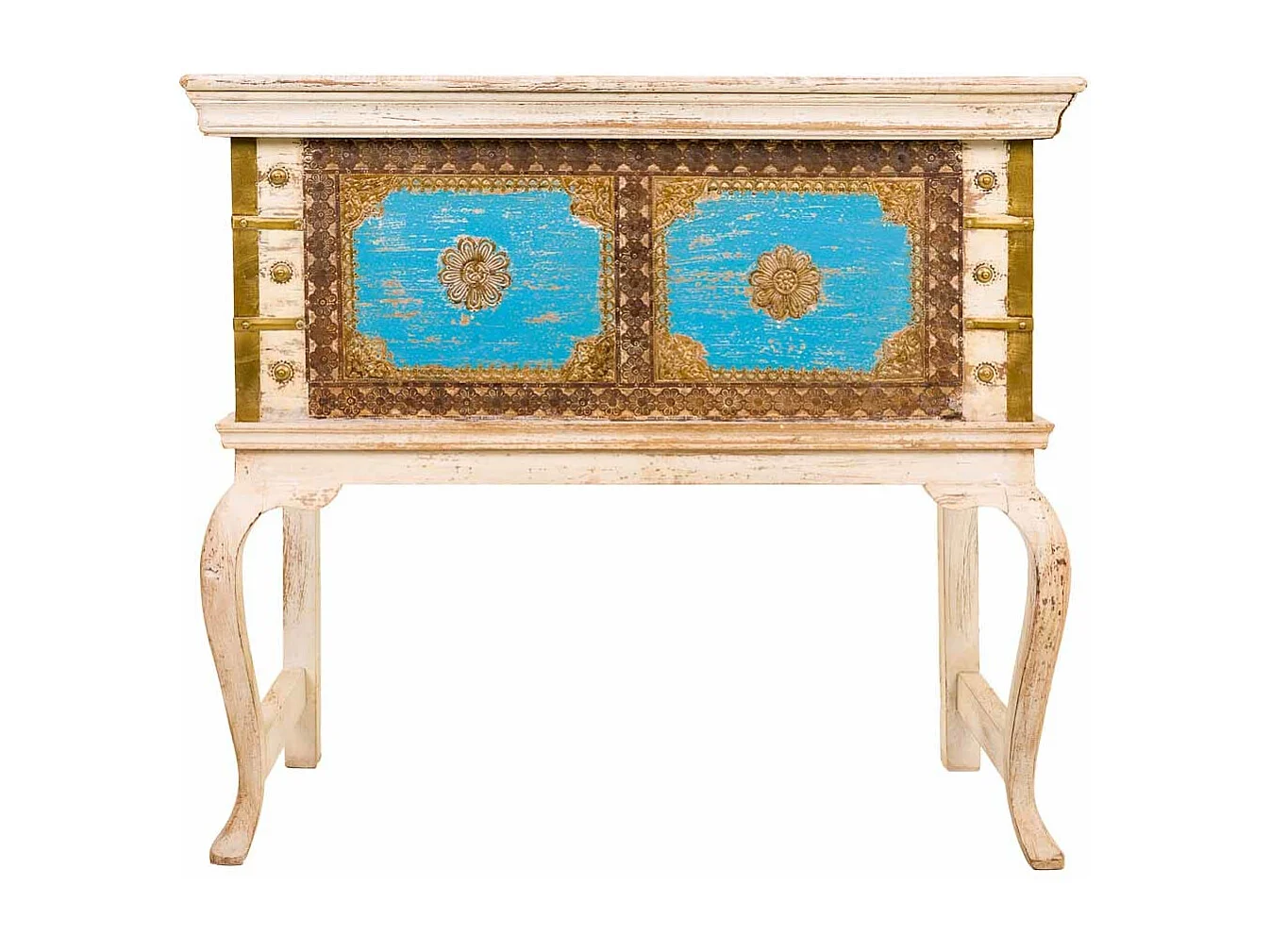 Baule alto in legno multicolore 90x40x80