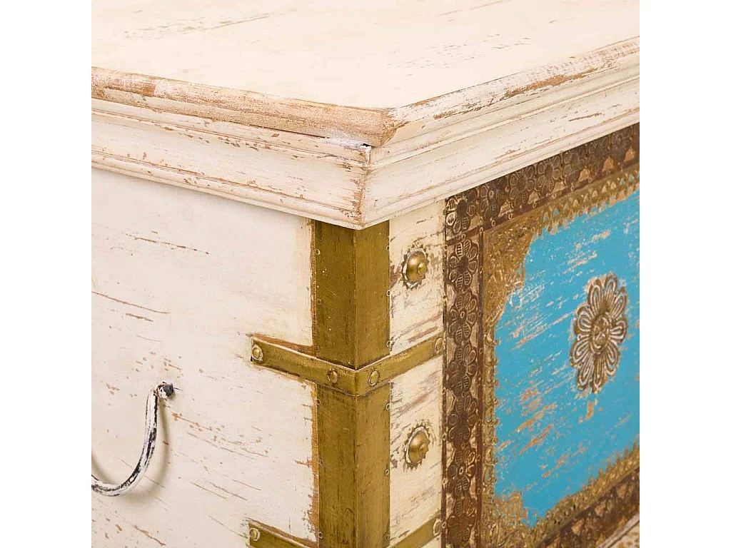 Baule alto in legno multicolore 90x40x80