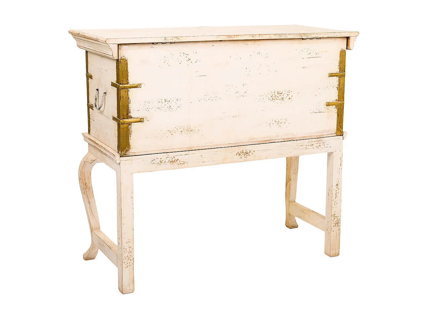 Hohe, mehrfarbige Holztruhe 90x40x80