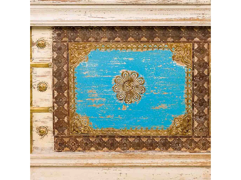 Baule alto in legno multicolore 90x40x80