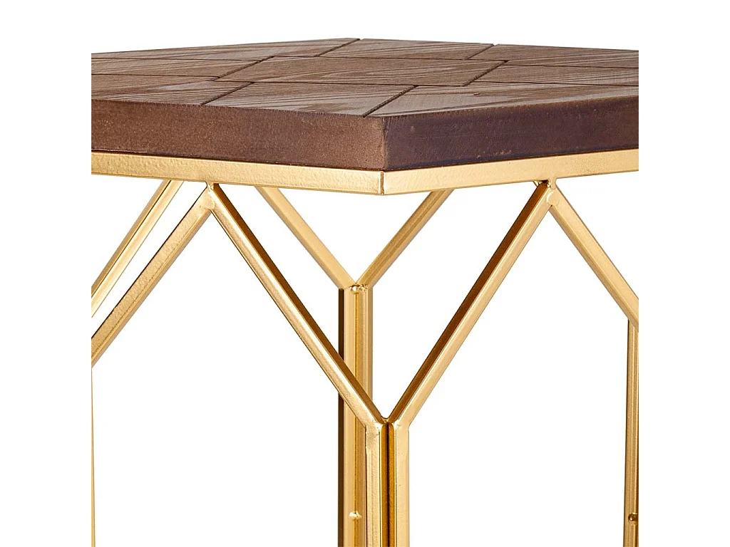 Goldenes Metall-Couchtisch- und 4-Hocker-Set