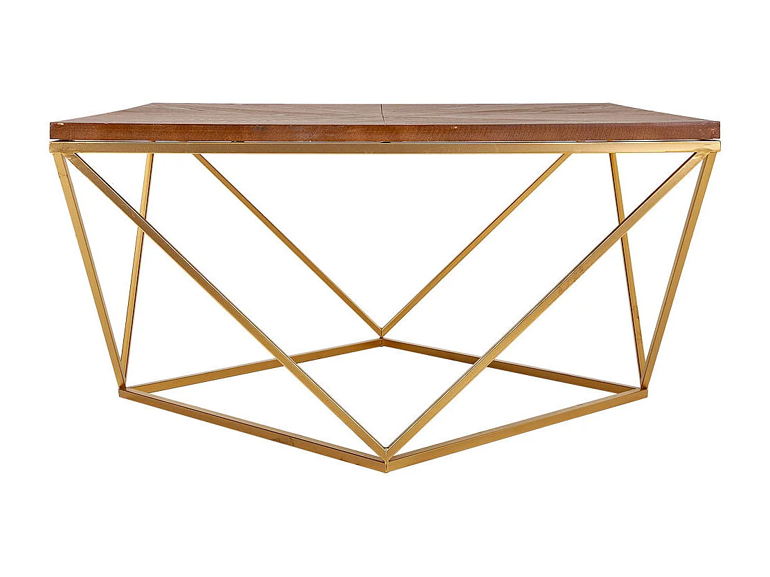 Set Couchtisch und 4 goldene Metallhocker