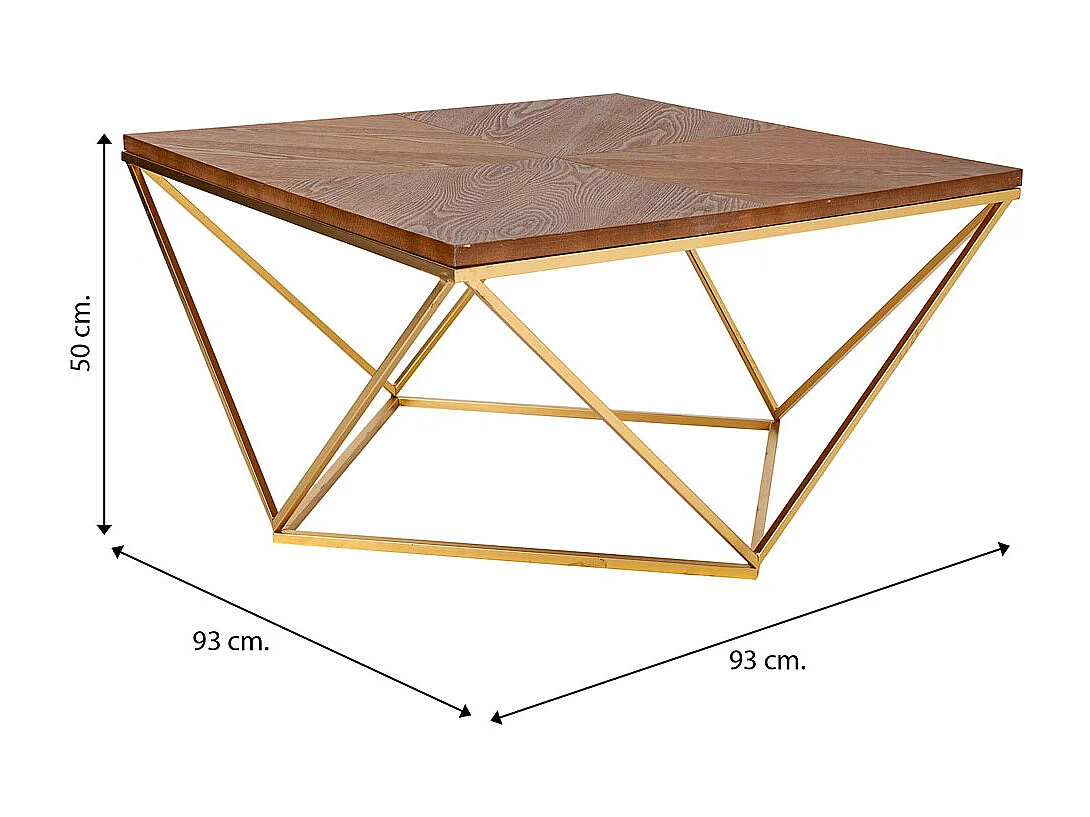 Set Couchtisch und 4 goldene Metallhocker