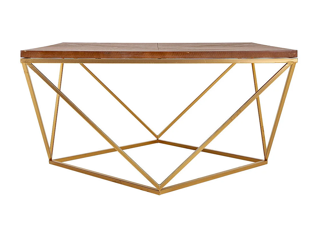 Conjunto mesa de centro e 4 bancos em metal dourado