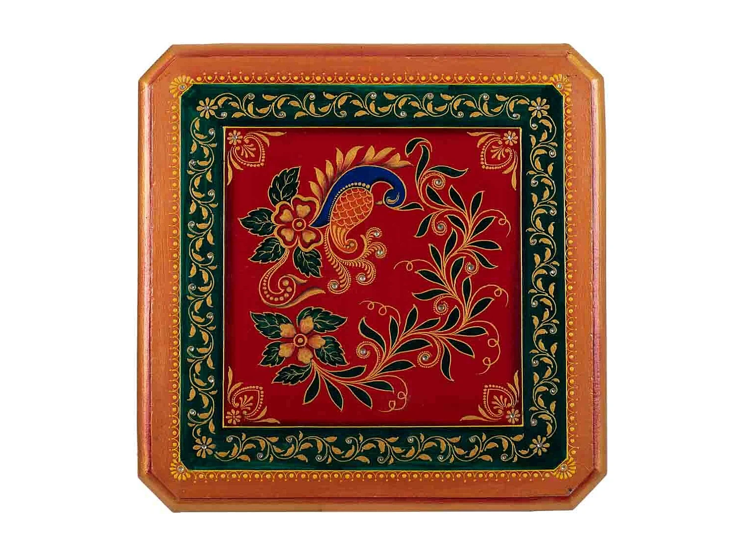 Handgefertigter Nachttisch aus bemaltem Holz mit 1 braunen Schublade 38x38x44,5