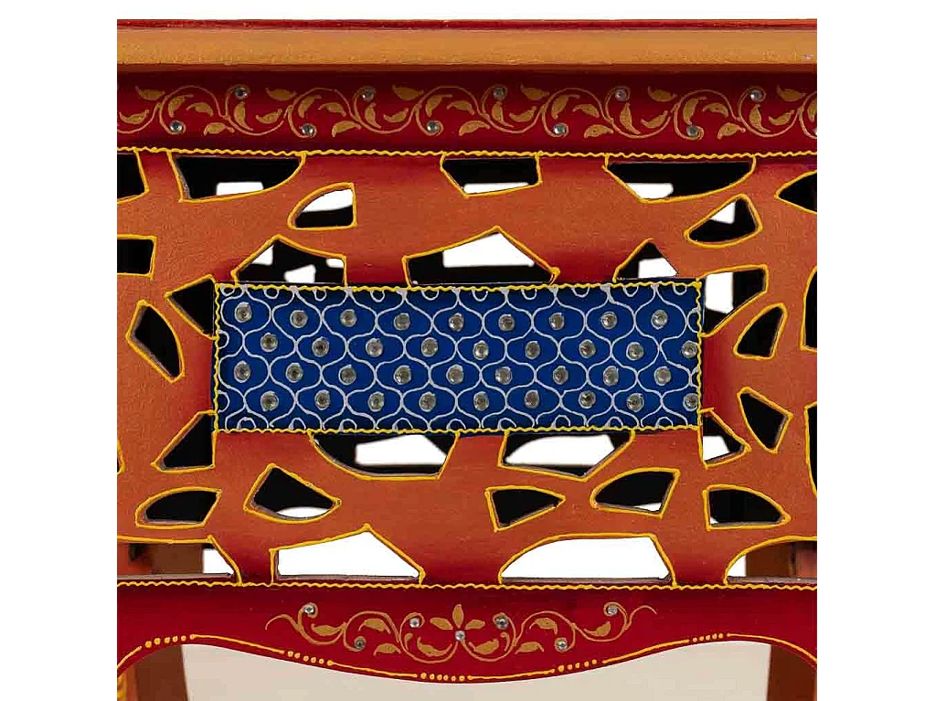 Handgefertigter Nachttisch aus bemaltem Holz mit 1 braunen Schublade 38x38x44,5