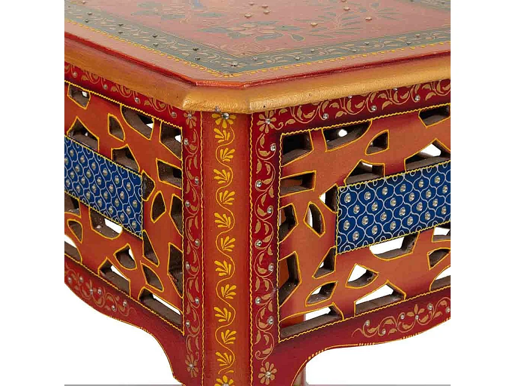 Mesa de cabeceira de madeira pintada à mão com 1 gaveta marrom 38x38x44,5