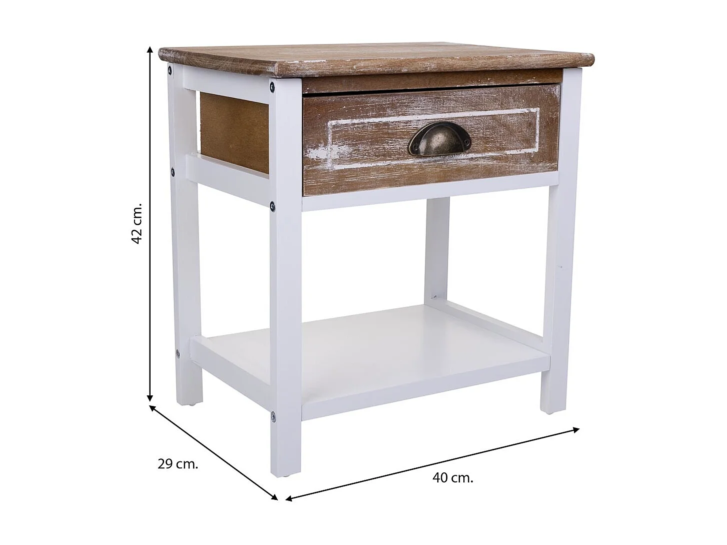 Comodino in legno bianco 40x29x42