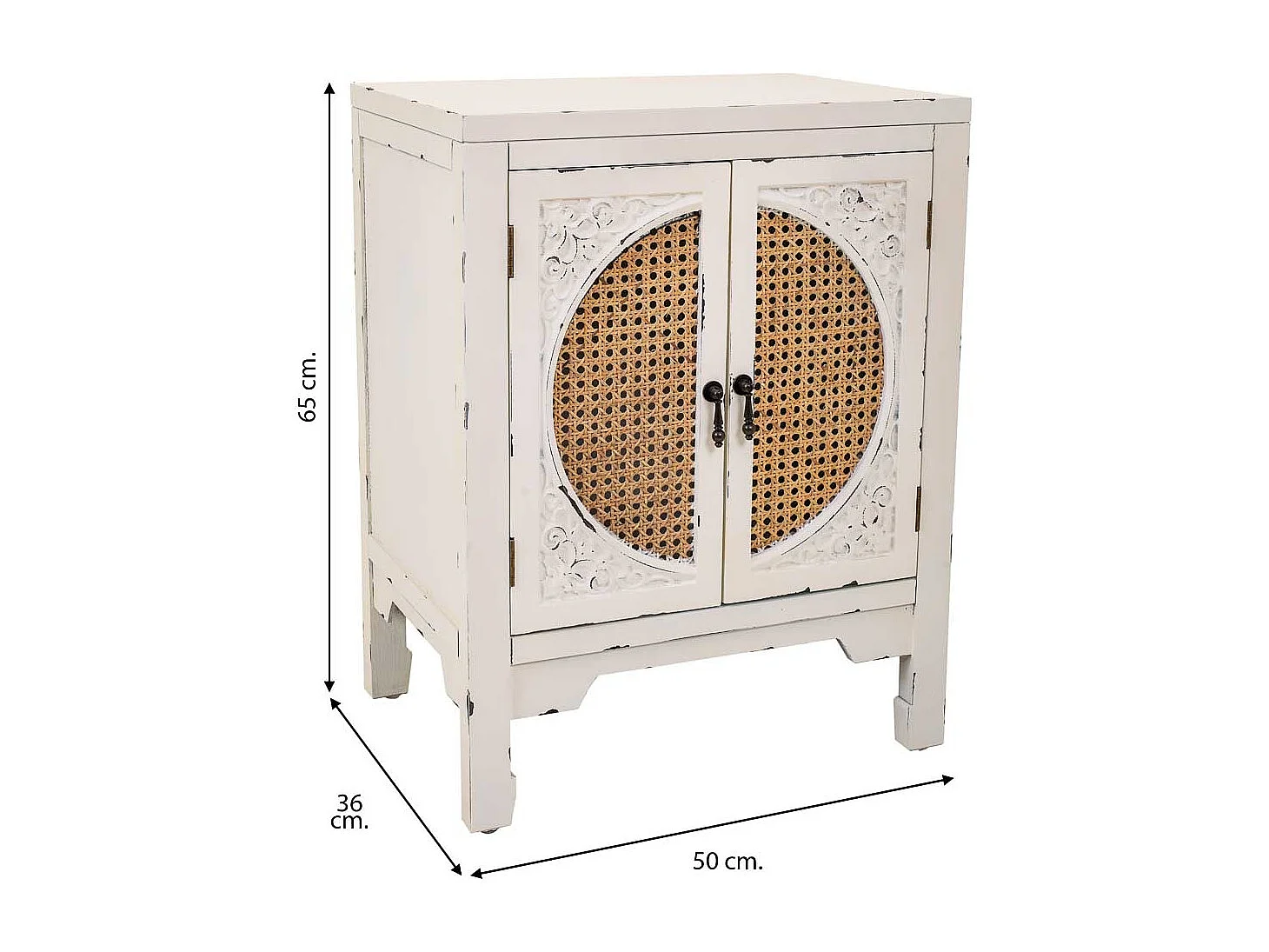 Weißer Nachttisch aus Holz 50x36x65