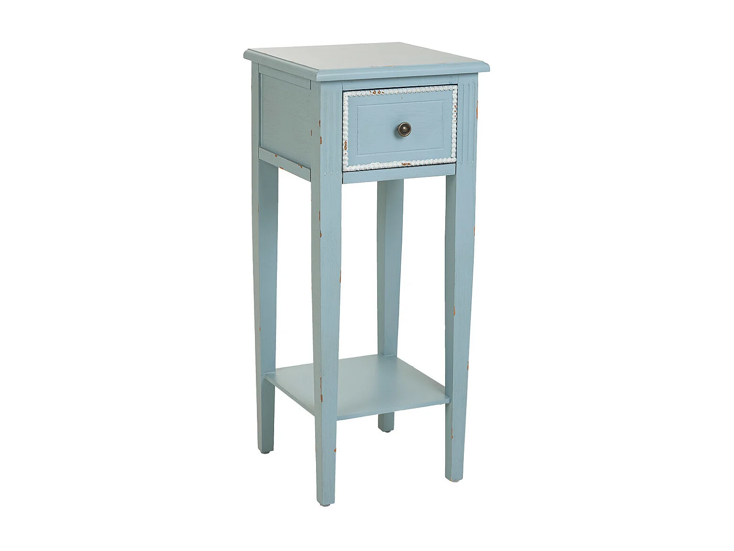 Blauer Holztisch 33x33x78h cm