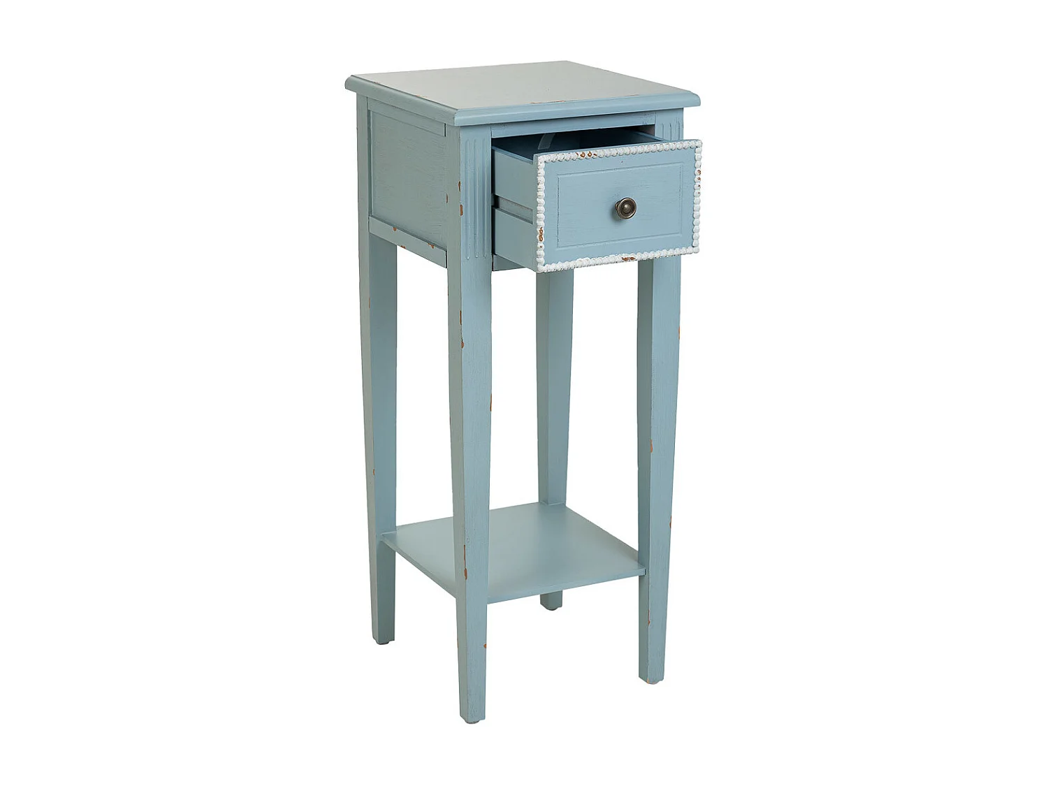 Blauer Holztisch 33x33x78h cm