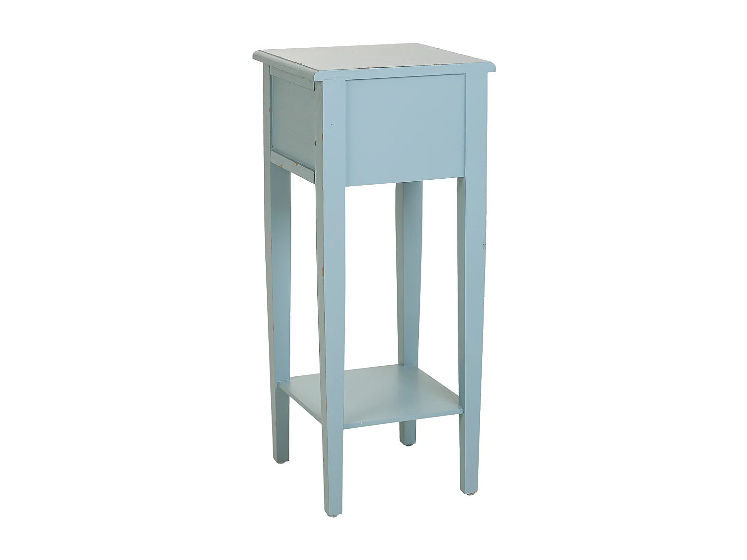 Blauer Holztisch 33x33x78h cm