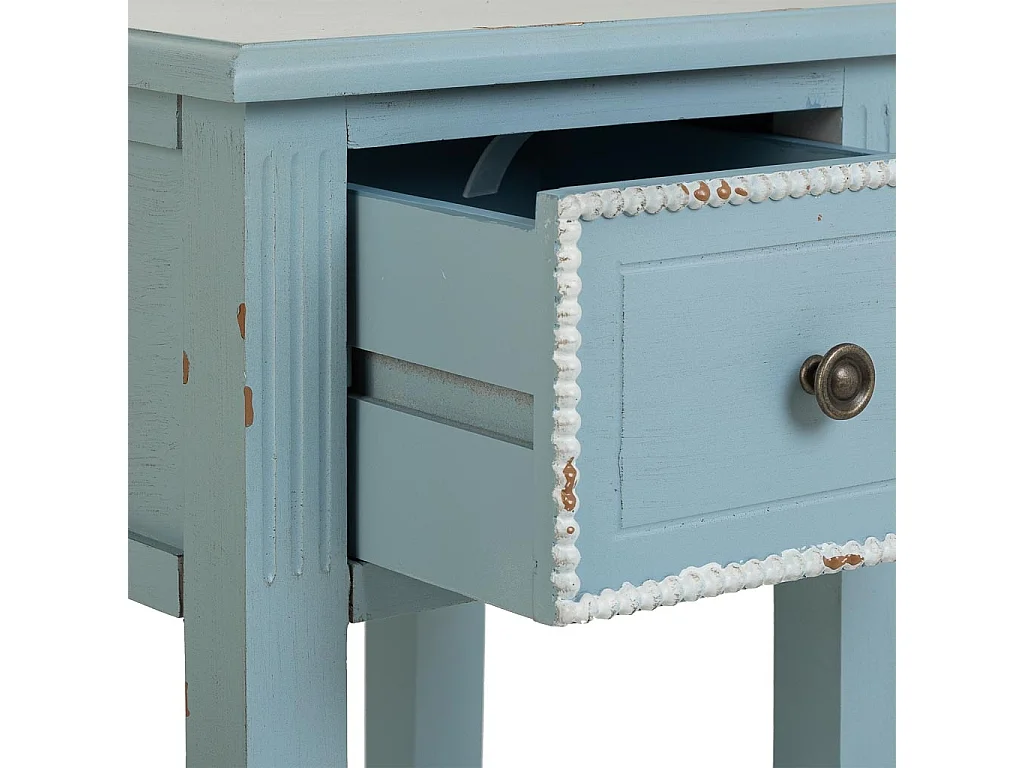 Blauer Holztisch 33x33x78h cm