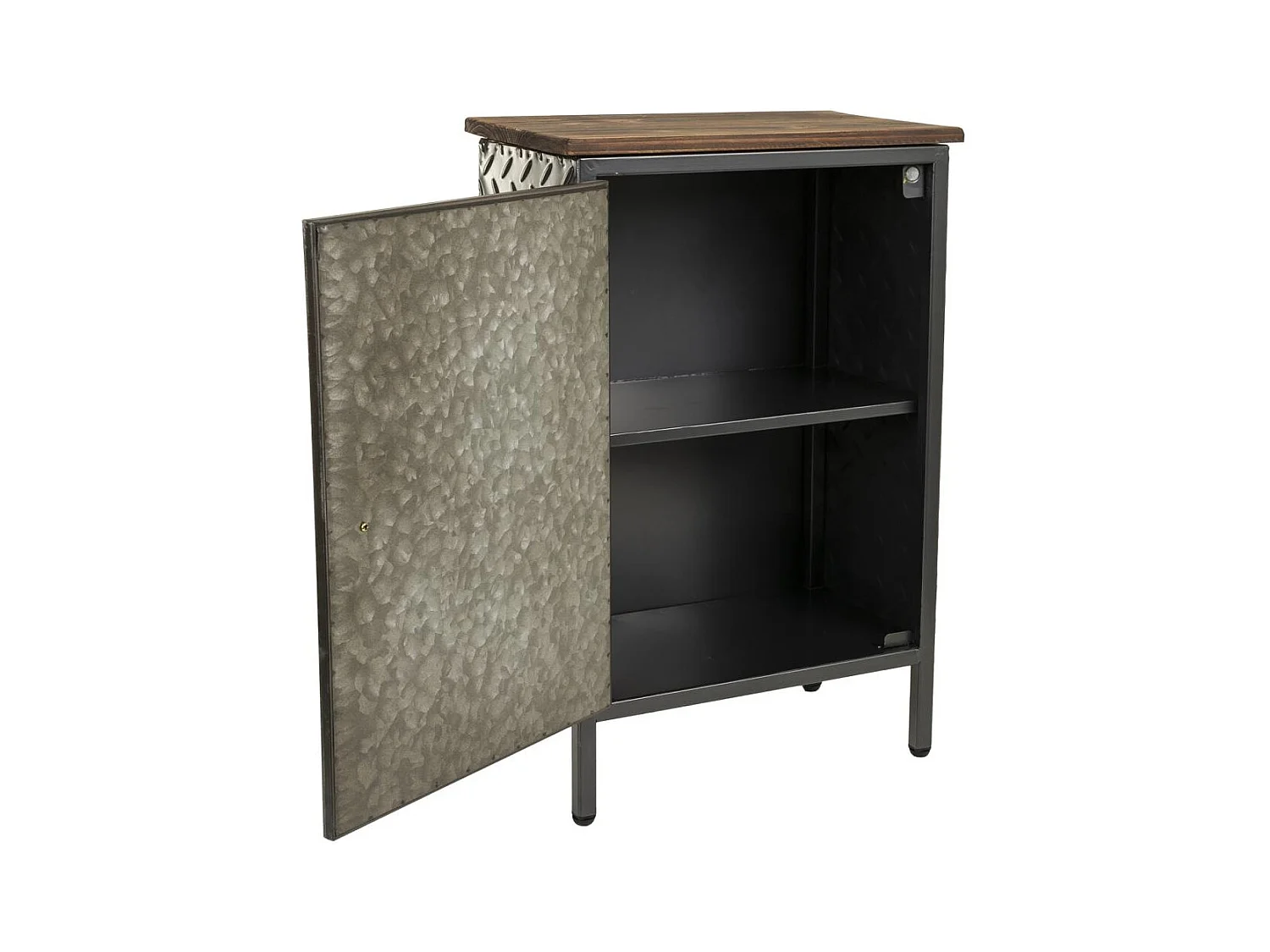 Brauner Couchtisch aus Metall und Holz, 37 x 23,5 x 56,5 h cm