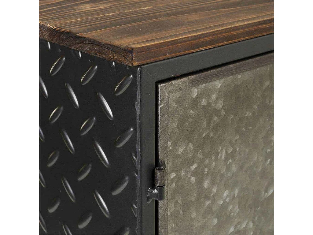 Mesa de centro marrom de metal e madeira 37x23,5x56,5