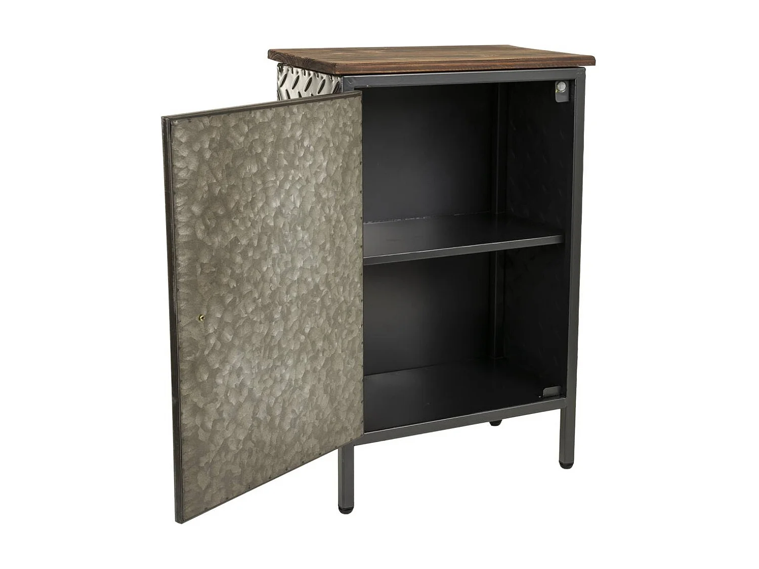 Tavolino in metallo e legno marrone 37x23,5x56,5h