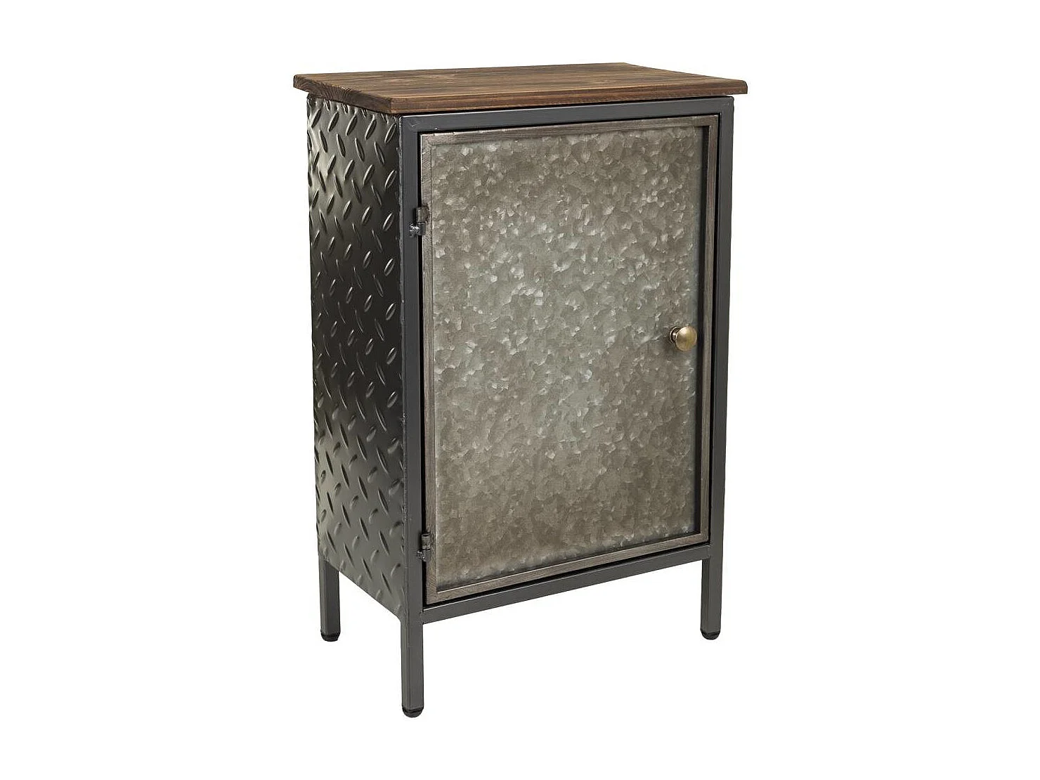 Tavolino in metallo e legno marrone 37x23,5x56,5h