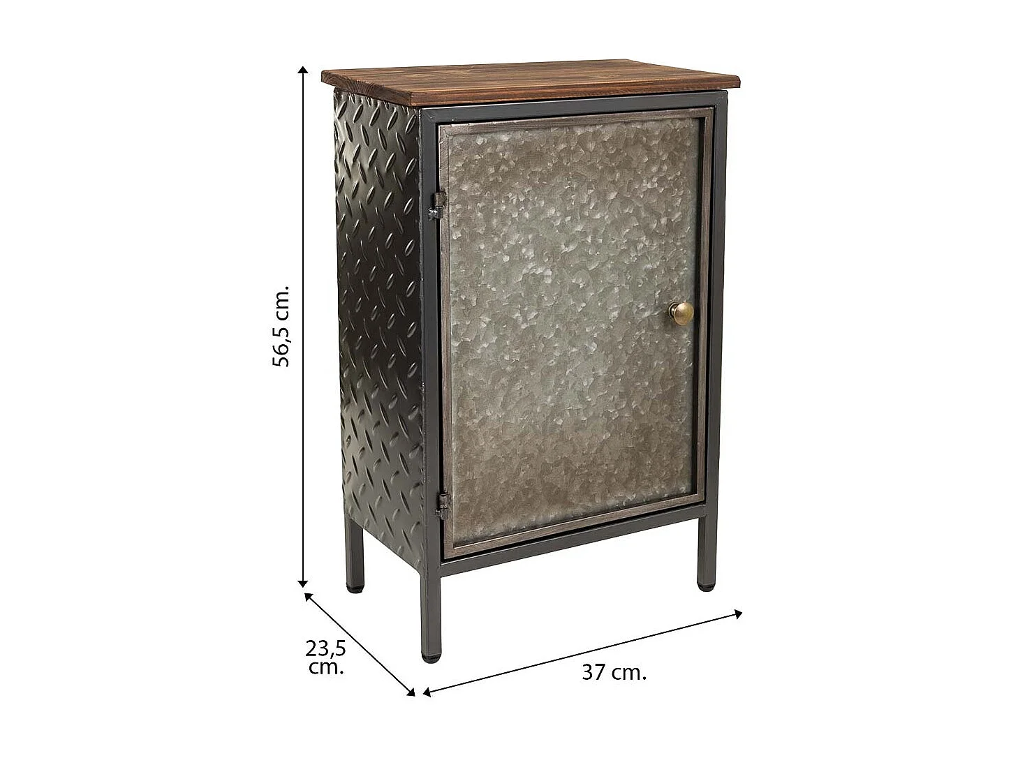 Tavolino in metallo e legno marrone 37x23,5x56,5h