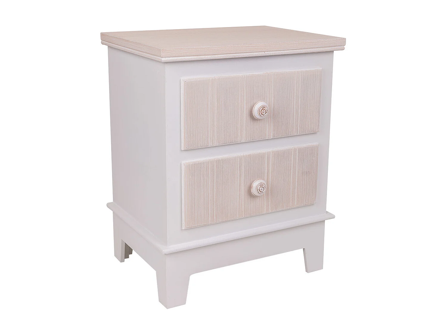 Mesa de cabeceira de madeira branca com 2 gavetas 40x30x50