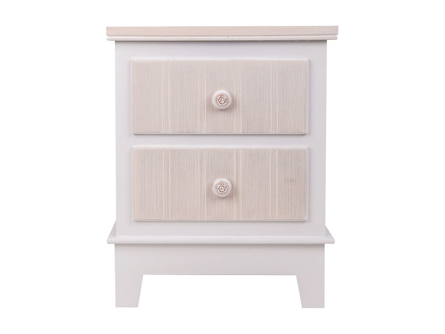 Mesa de cabeceira de madeira branca com 2 gavetas 40x30x50