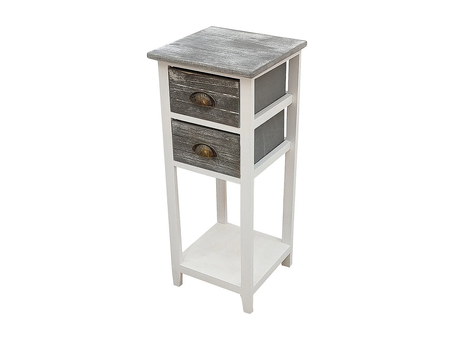 Mesa de cabeceira de madeira branca 30x30x73