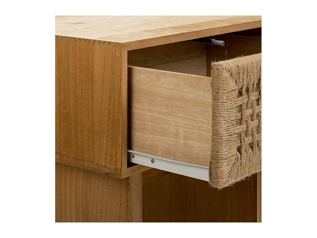 Nachttisch aus Holz und braunem geflochtenem Seil 45x36x55h cm