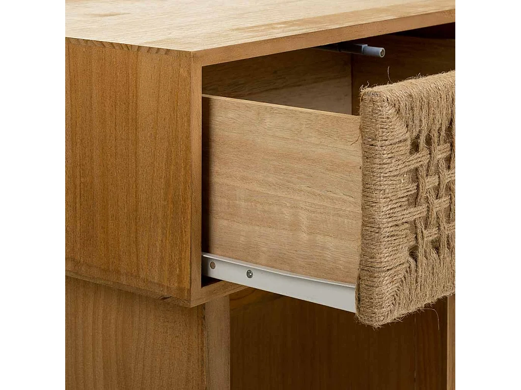 Nachttisch aus Holz und braunem geflochtenem Seil 45x36x55h cm