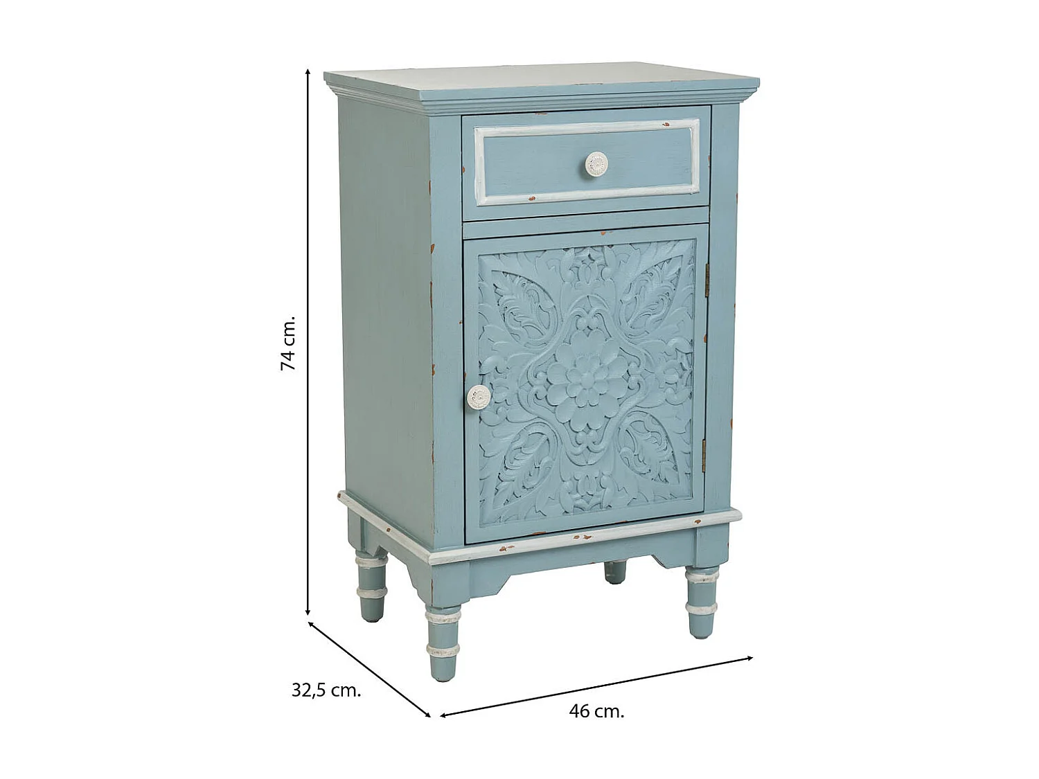 Tavolo in legno blu 46x32,5x74h