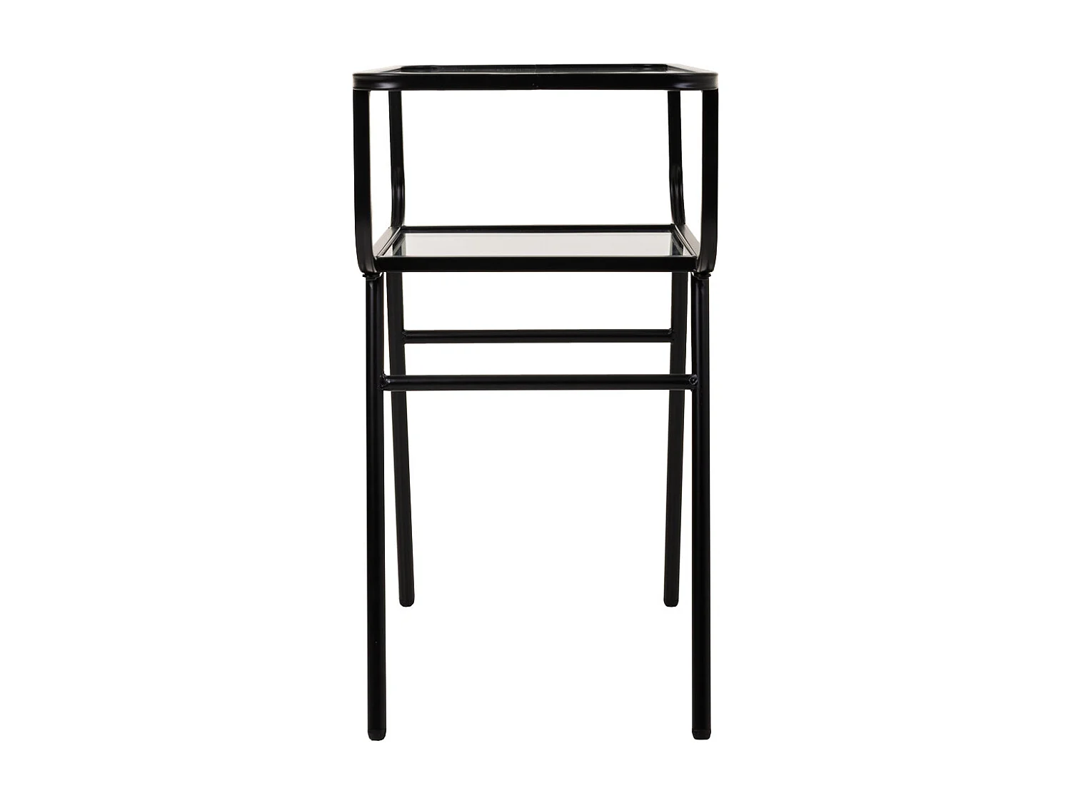 Mesa de cabeceira em metal e vidro com 1 prateleira cinza 60x35x65,5