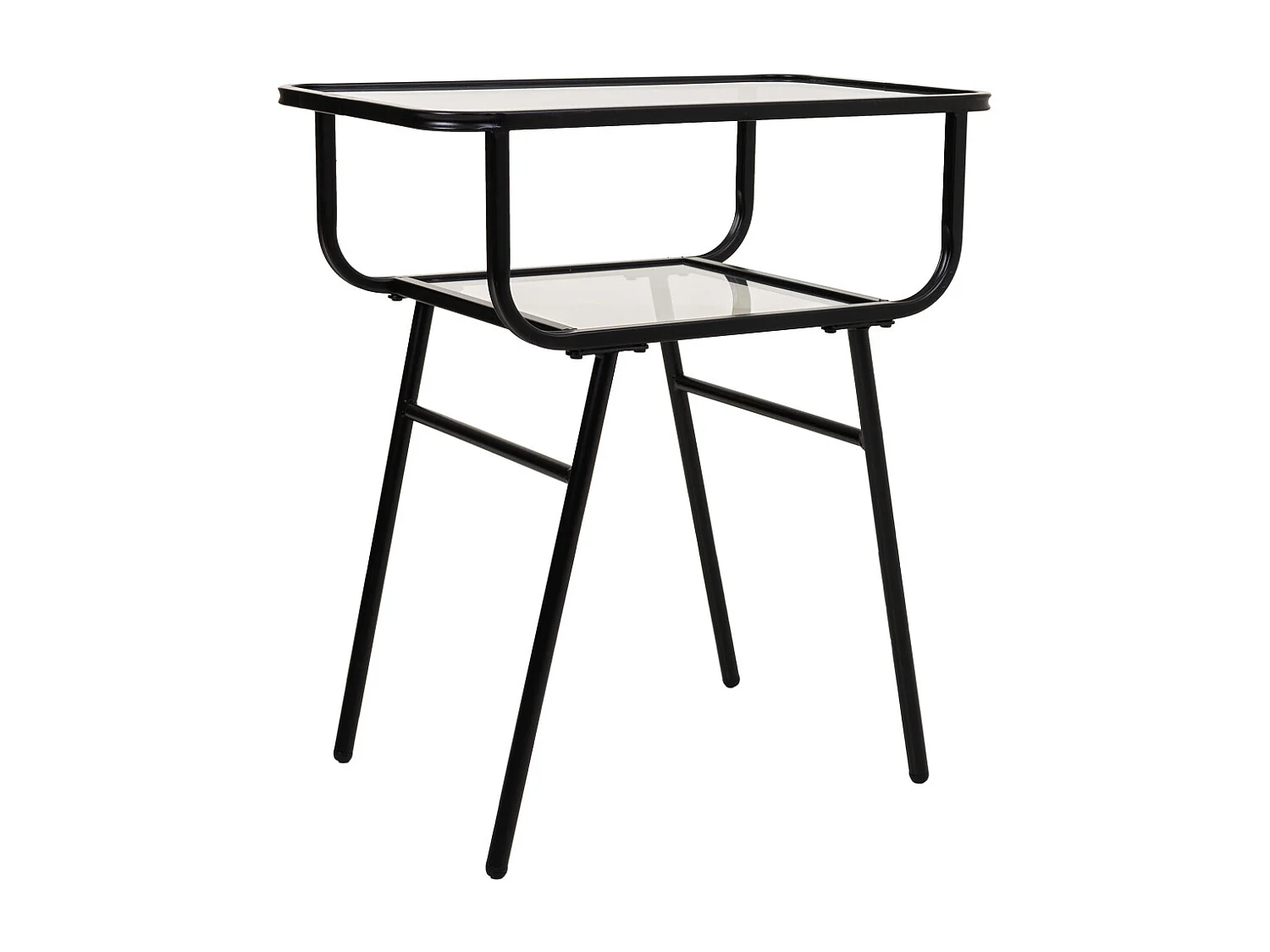 Mesa de cabeceira em metal e vidro com 1 prateleira cinza 60x35x65,5