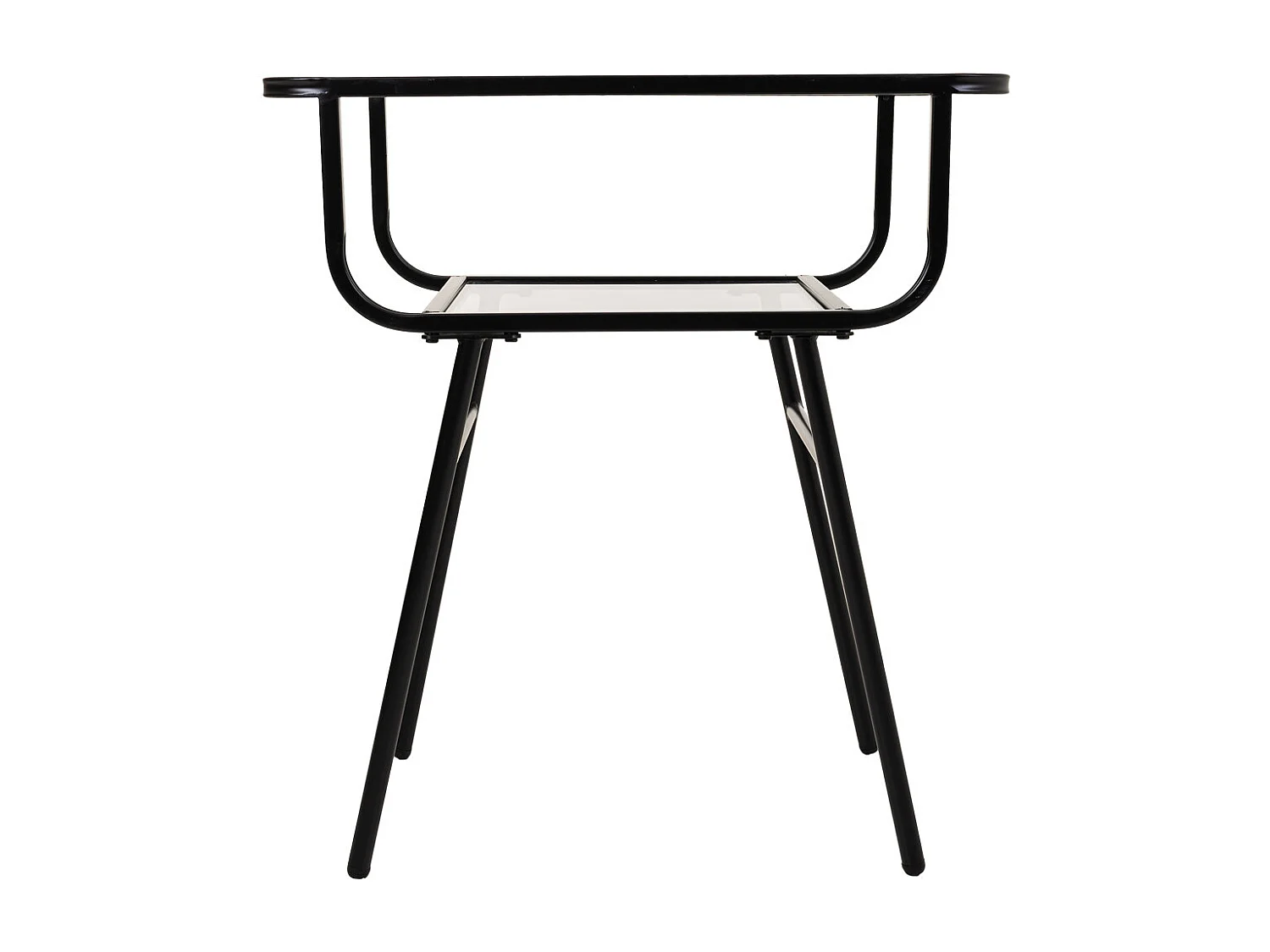 Mesa de cabeceira em metal e vidro com 1 prateleira cinza 60x35x65,5