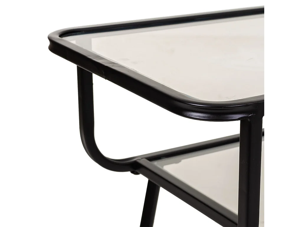 Mesa de cabeceira em metal e vidro com 1 prateleira cinza 60x35x65,5