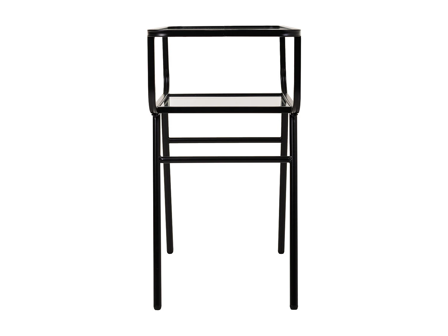 Mesita de metal y cristal con 1 balda gris 60x35x65,5