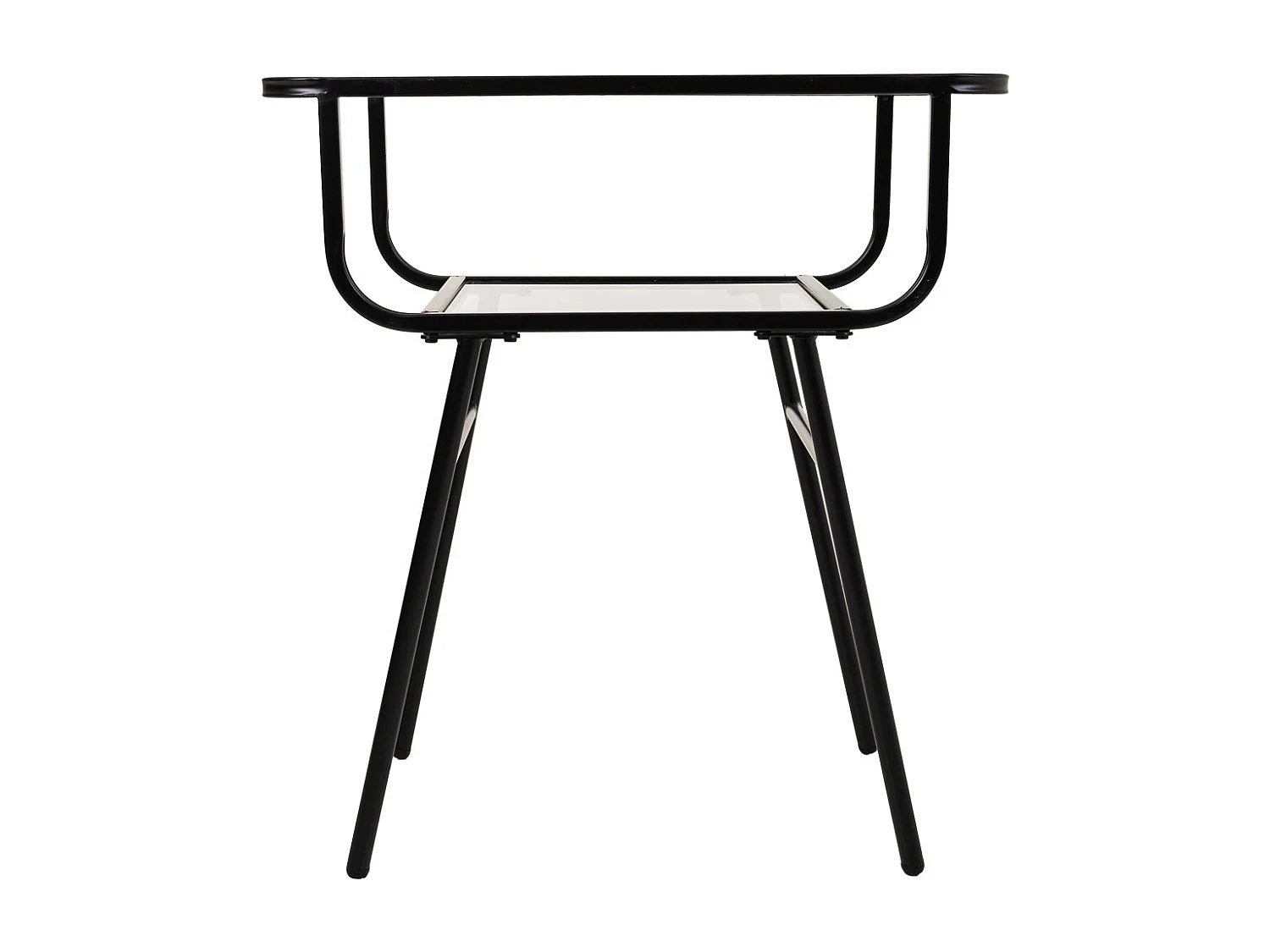Mesita de metal y cristal con 1 balda gris 60x35x65,5