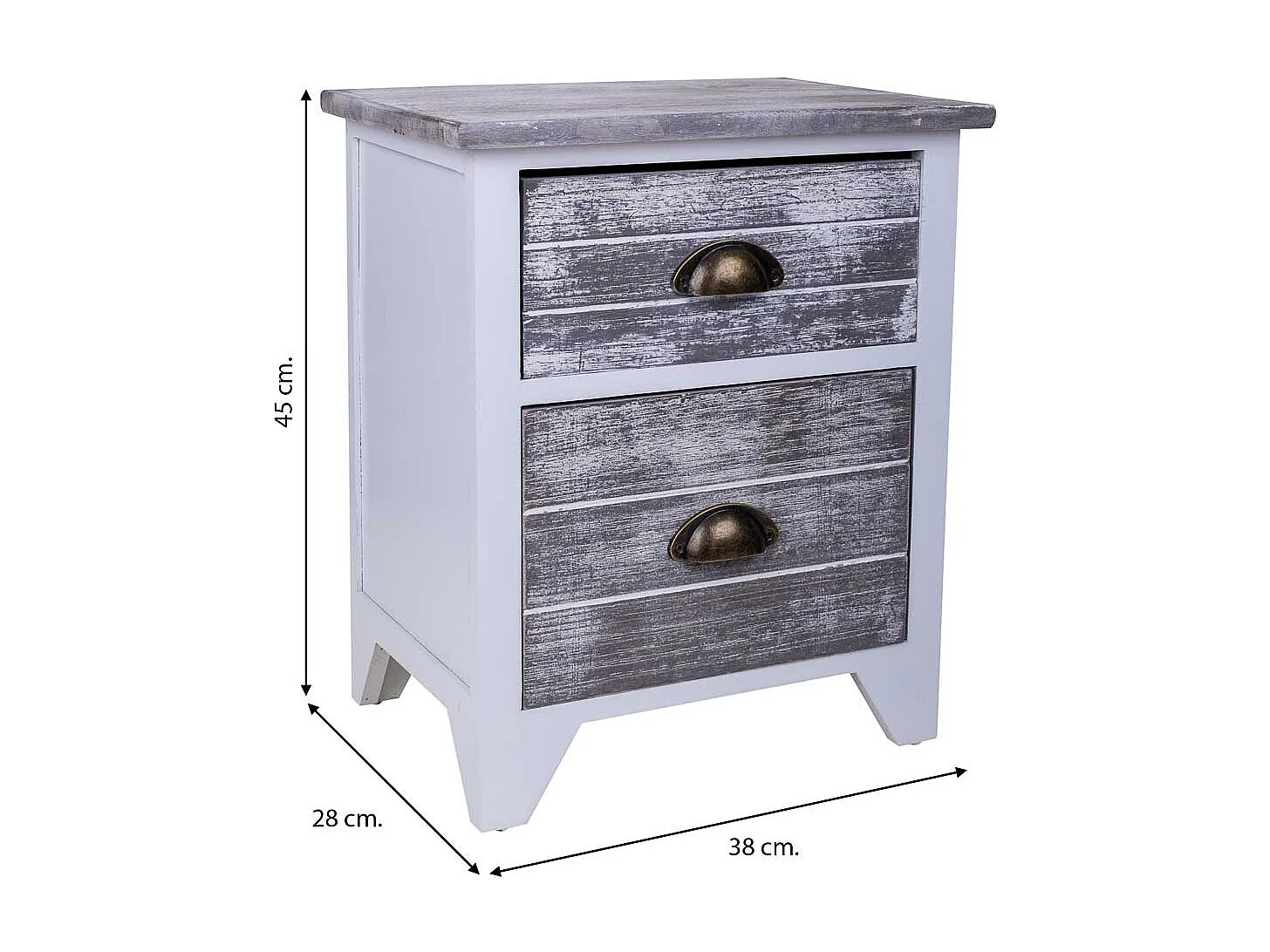 Weißer Nachttisch aus Holz 38x28x45