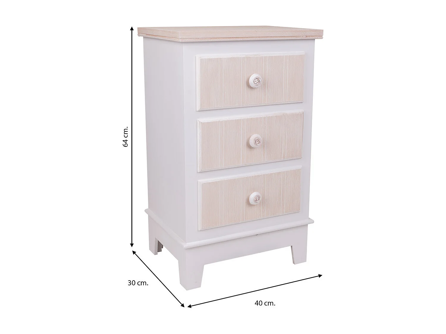 Table de chevet En Bois Blanc 40x30x64h