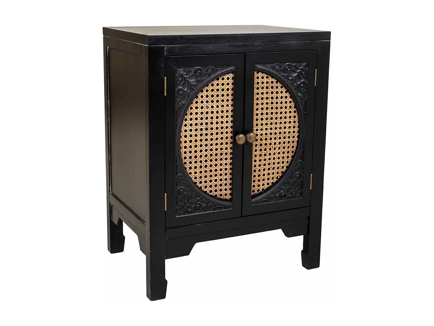 Mesa de cabeceira de madeira preta 50x36x65